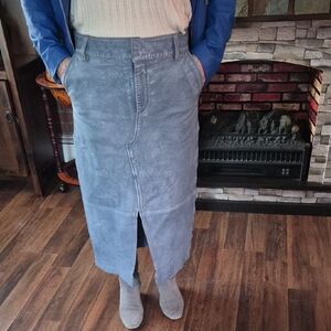 NWT Wilsons Leather Genuine Leather Blue  Skirt Waist 15,5", Lenth 31,5"